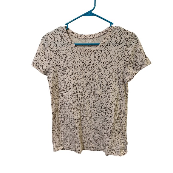 GAP Tops - Gap Favorite T Shirt Size Medium Pink Black Micro Polka Dot Short Sleeve Crew